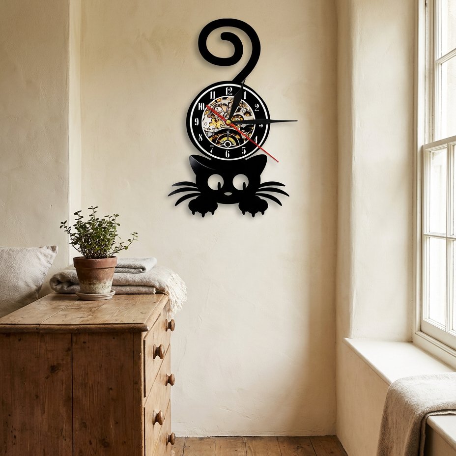 Horloge Murale Chat Gothique