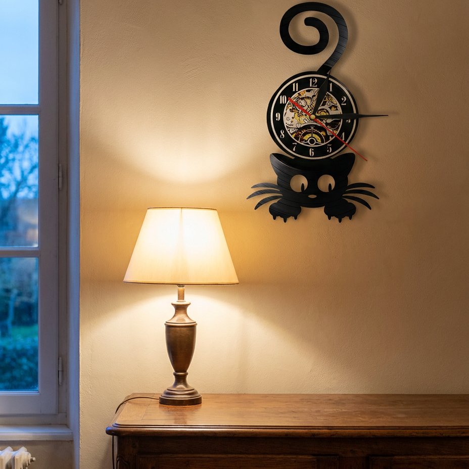 Horloge Murale Chat Gothique