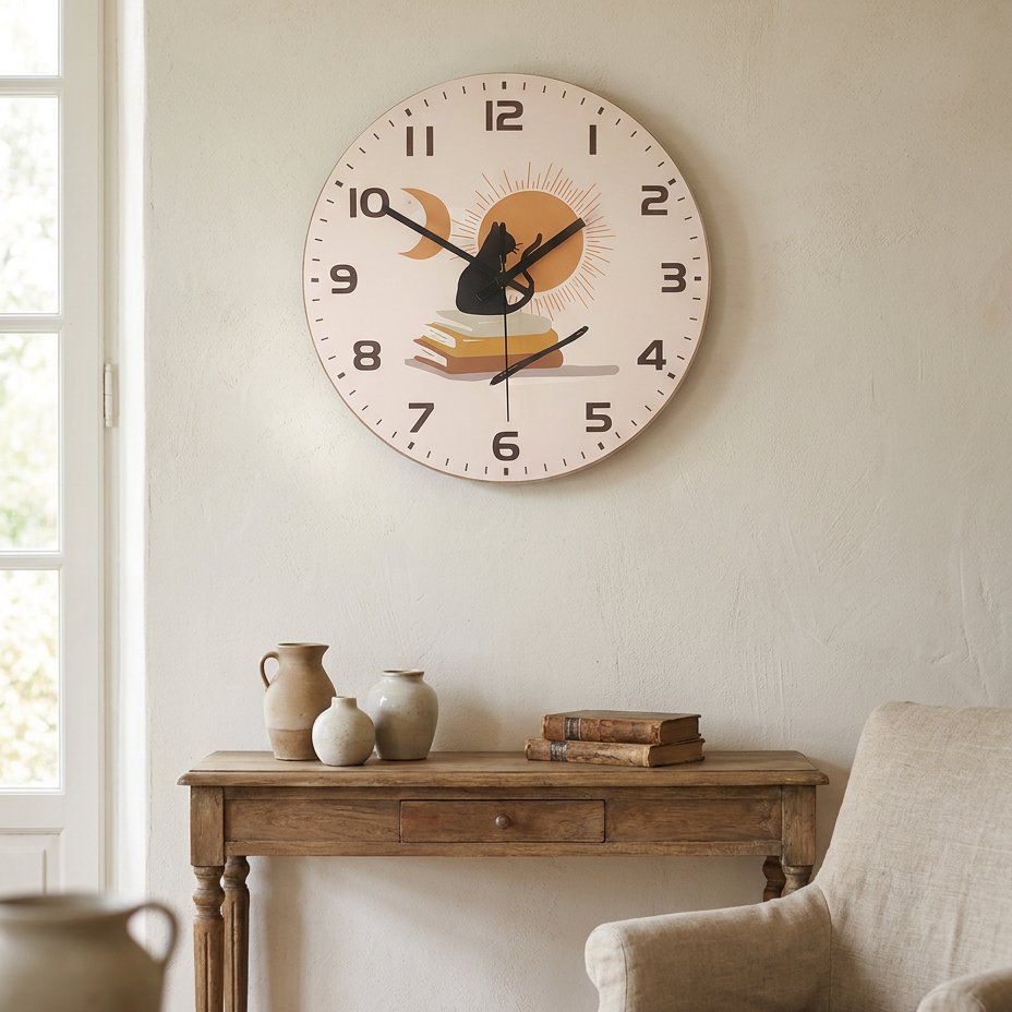 Horloge Murale Chat Littéraire