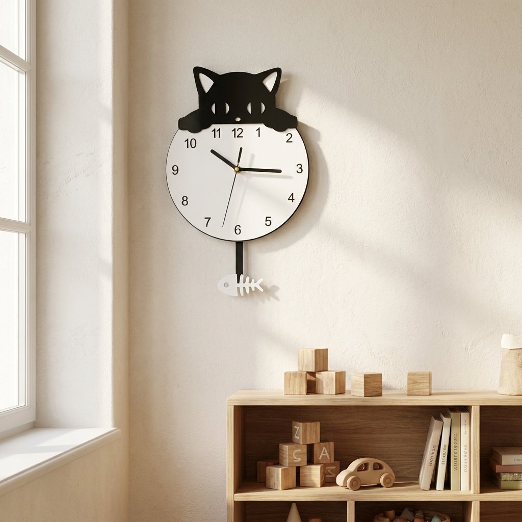 Horloge Murale Chat Pendule