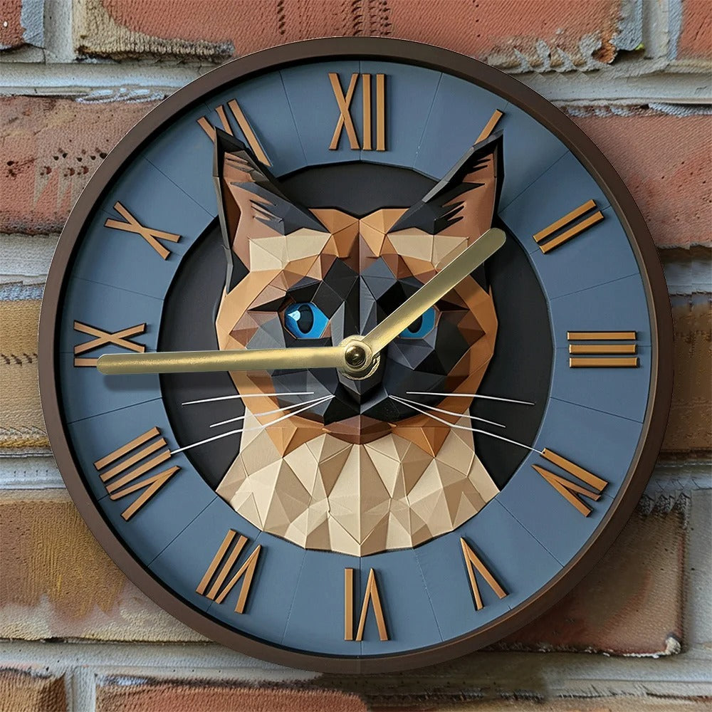 Horloge Murale Chat Géométrique
