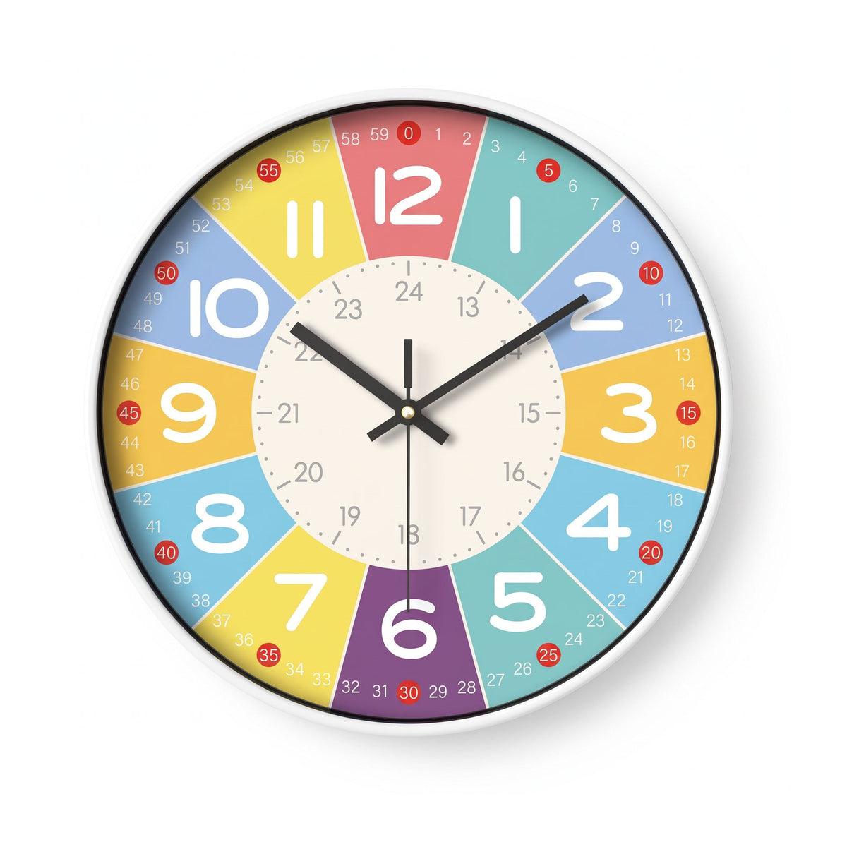 Horloge Murale Chiffres Colorés