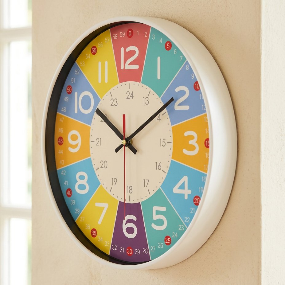 Horloge Murale Chiffres Colorés