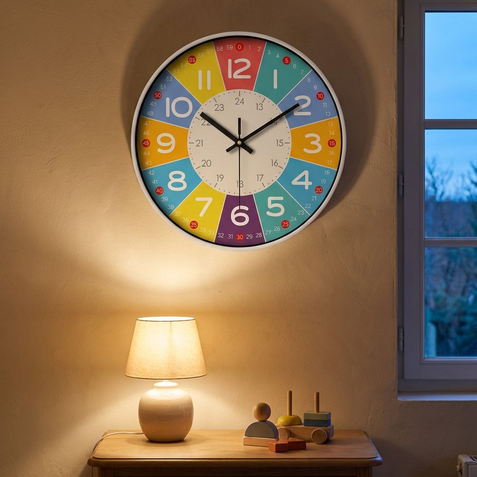 Horloge Murale Chiffres Colorés