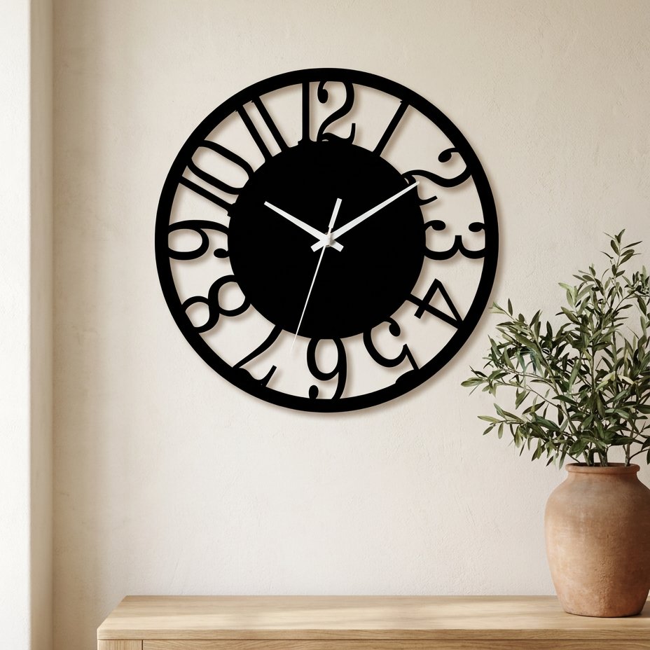 Horloge Murale Chiffres Découpés