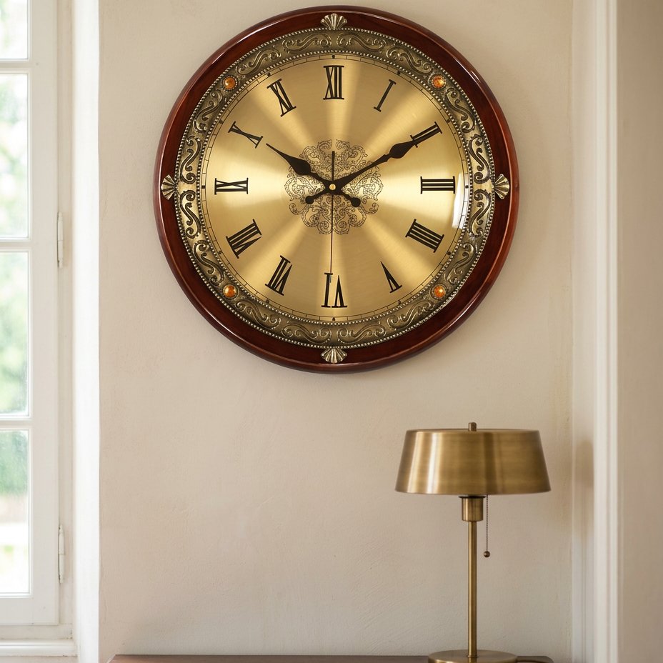 Horloge Murale Doré Chiffres Romains