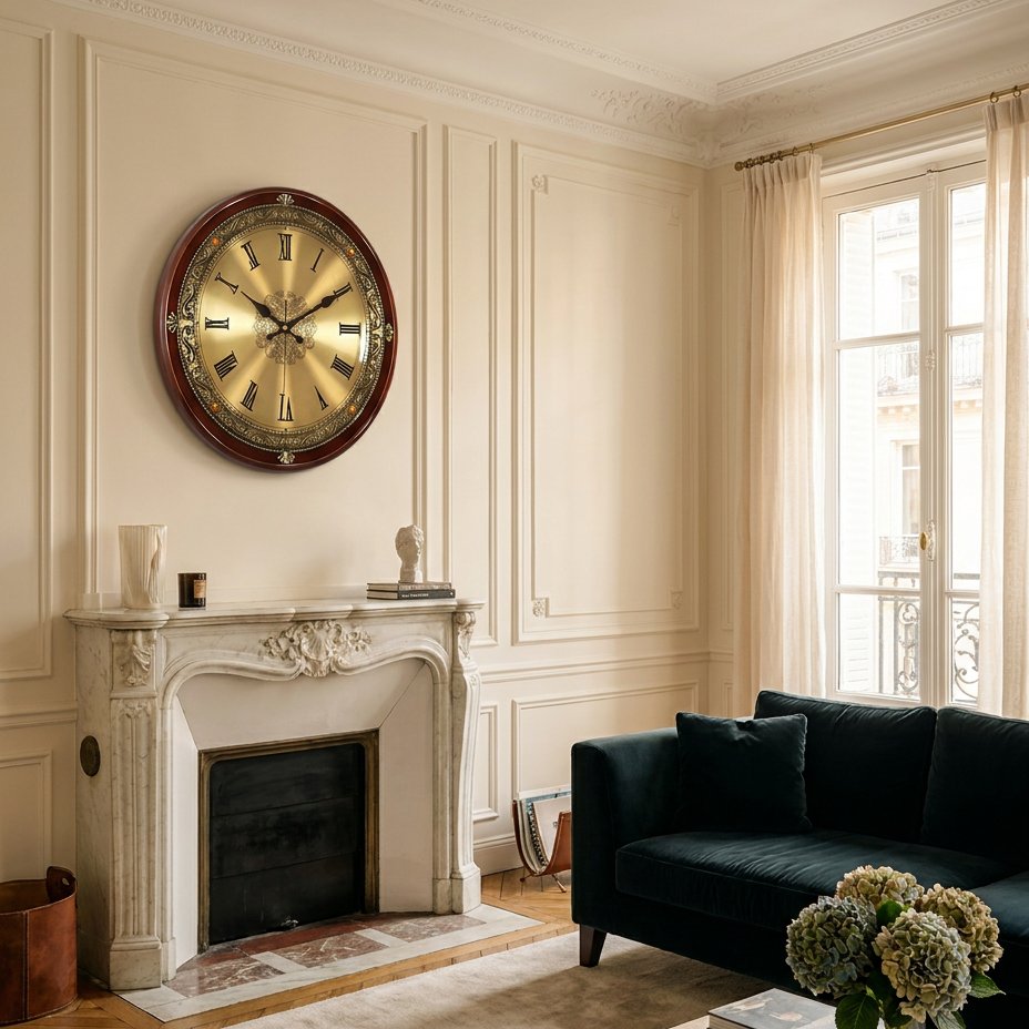 Horloge Murale Doré Chiffres Romains