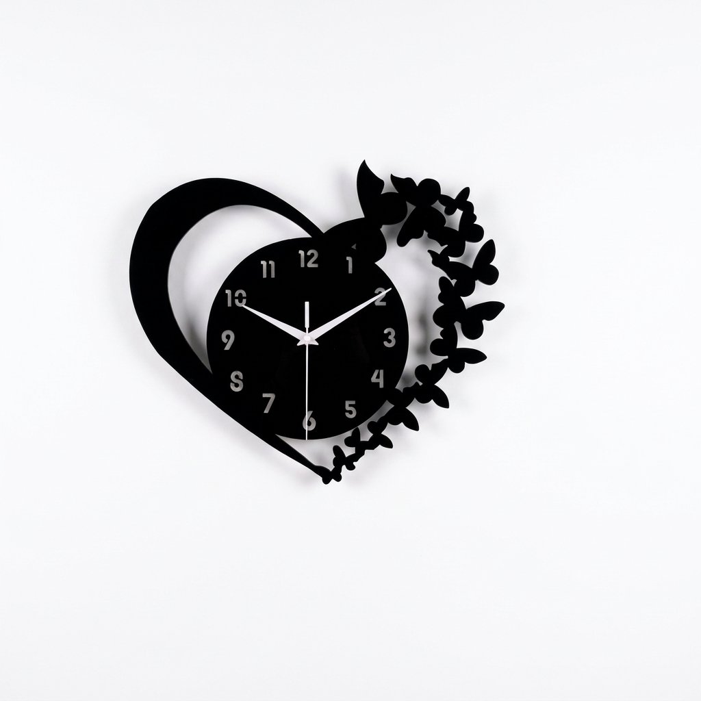 Horloge Murale Coeur Papillons