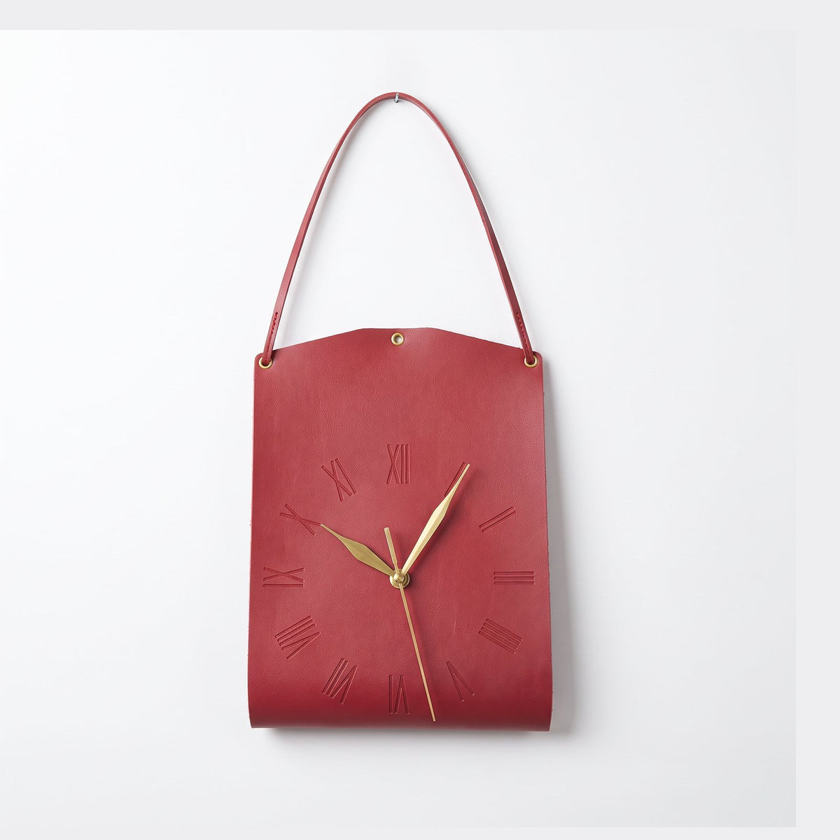 Horloge Murale Cuir Rouge