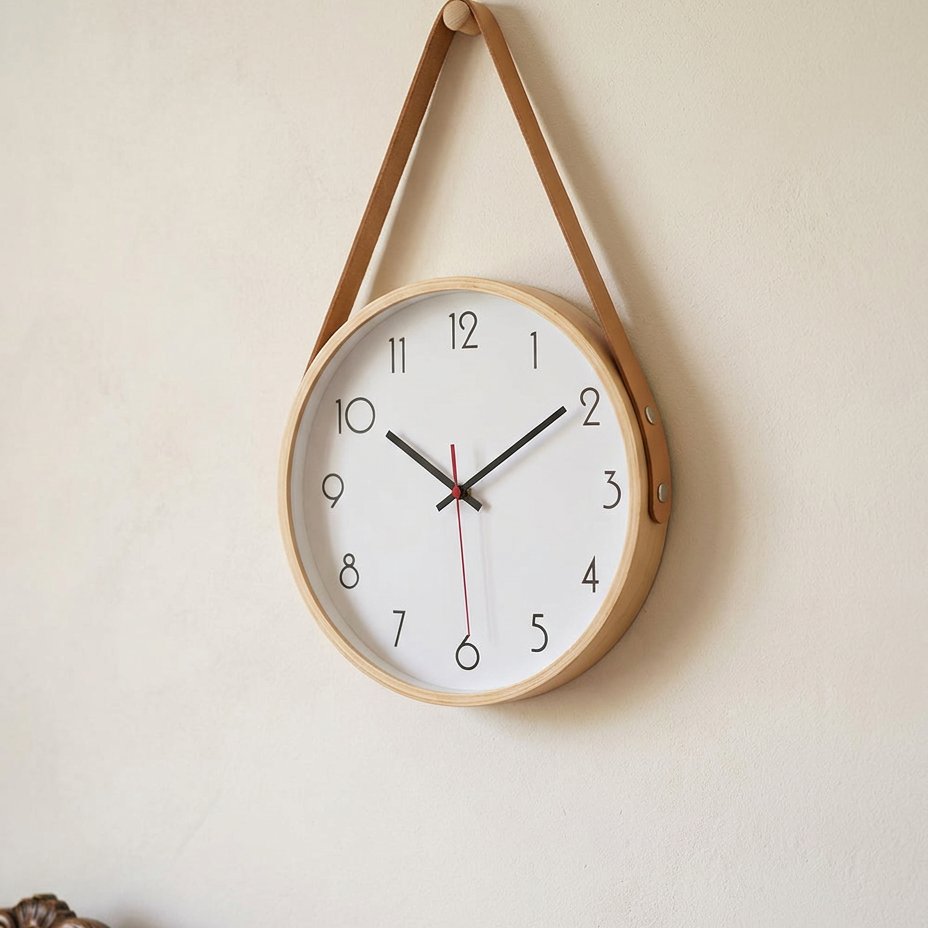 Horloge Murale Cuir Suspendue