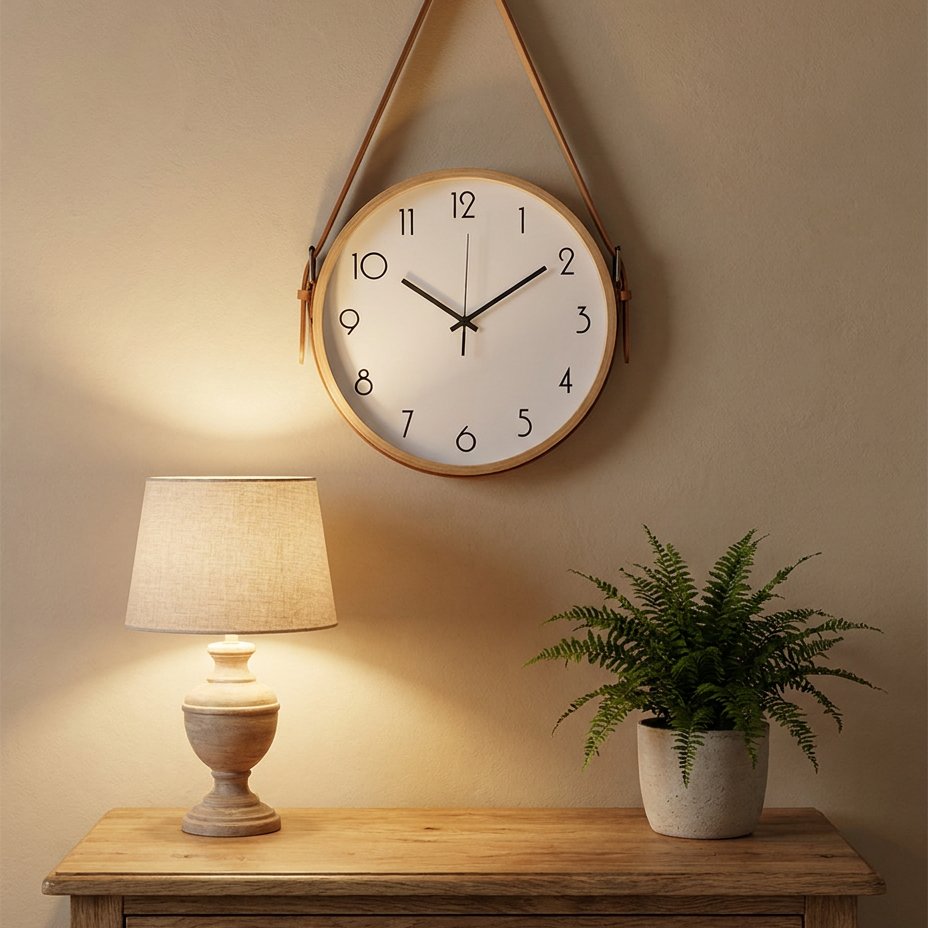 Horloge Murale Cuir Suspendue