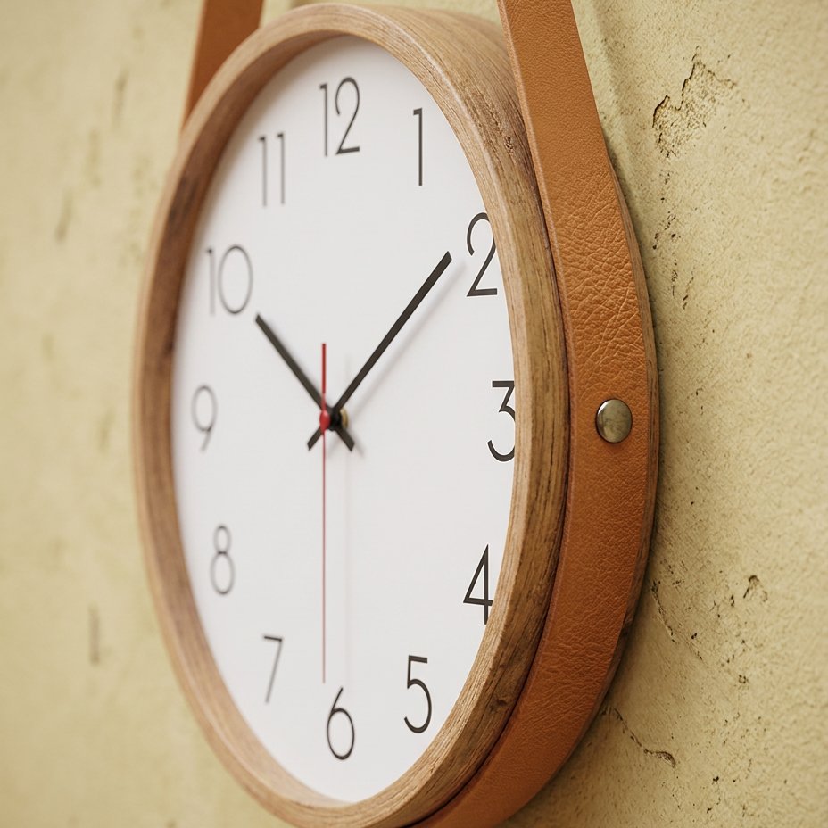 Horloge Murale Cuir Suspendue