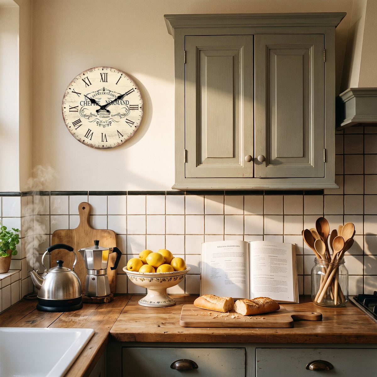 Horloge Murale Cuisine Vintage – mise en situation