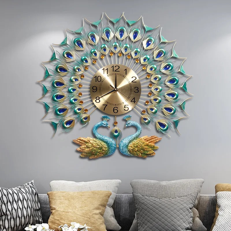 Horloge Murale Paon Luxueux