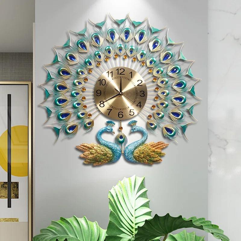 Horloge Murale Paon Luxueux