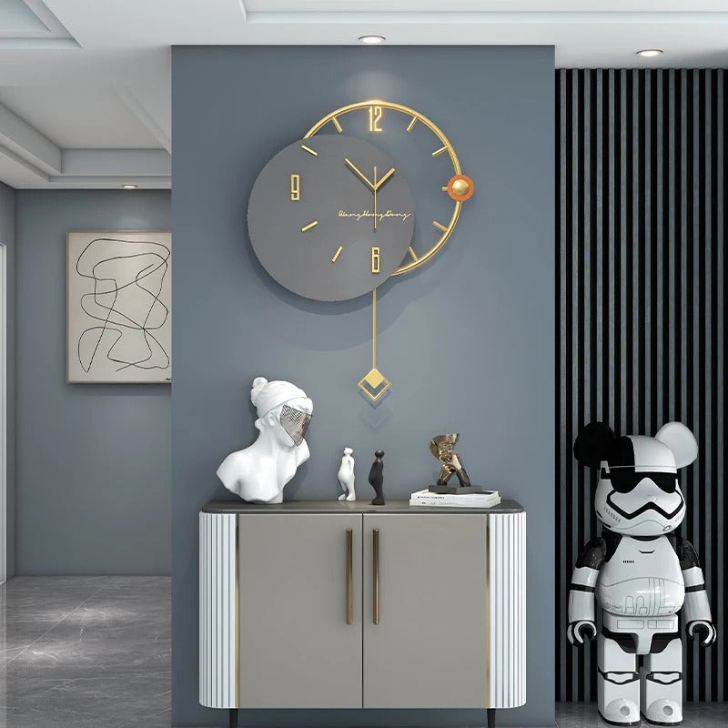 Horloge Murale Pendule Dorée
