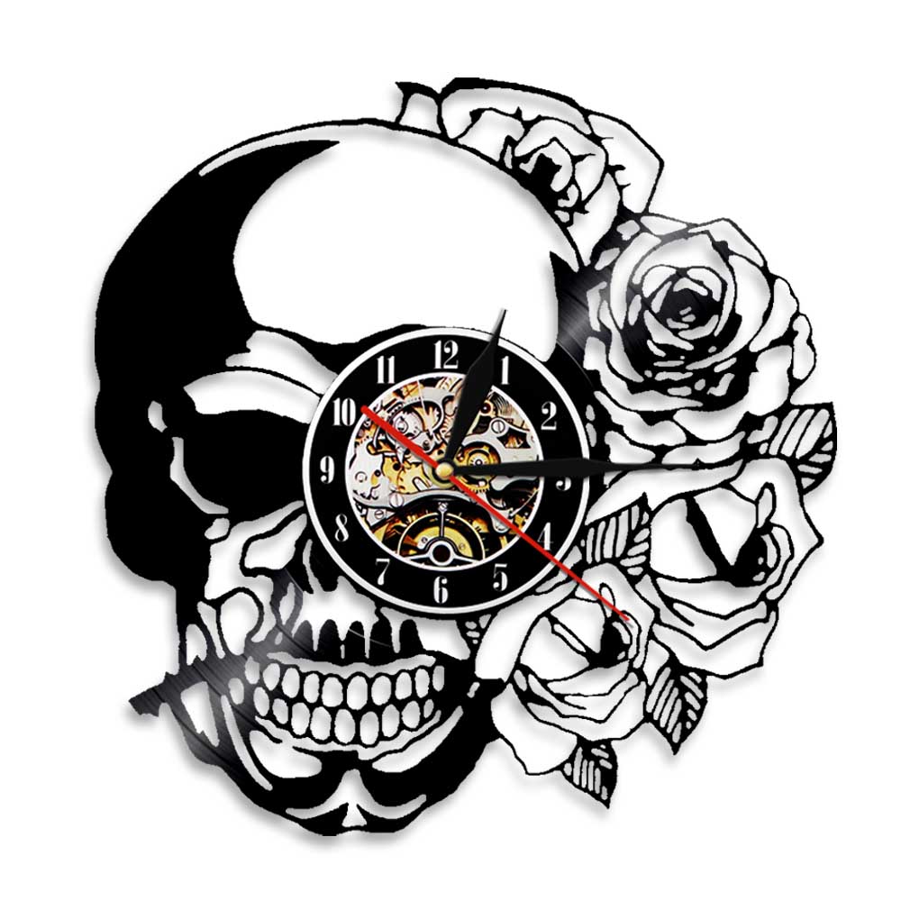Horloge Murale Crâne Roses