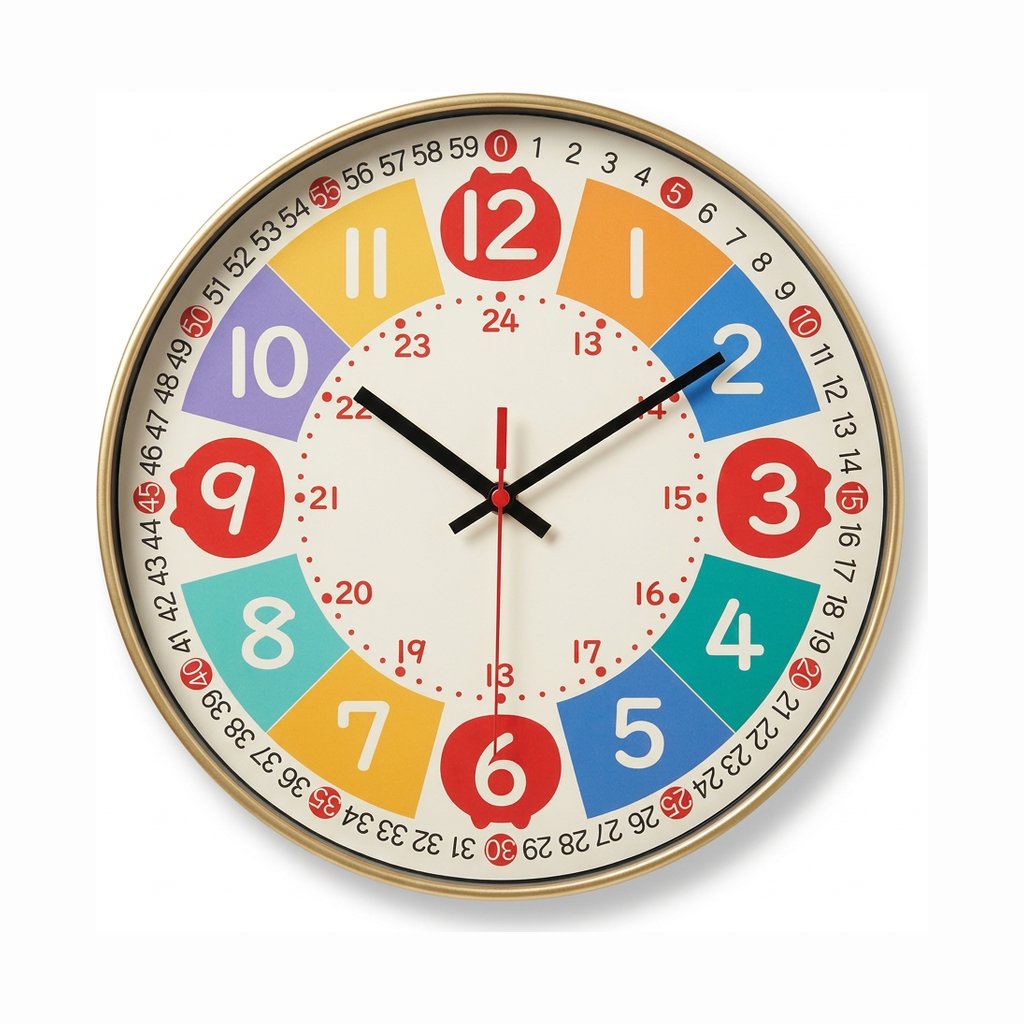 Horloge Murale Éducative Colorée pour Enfants