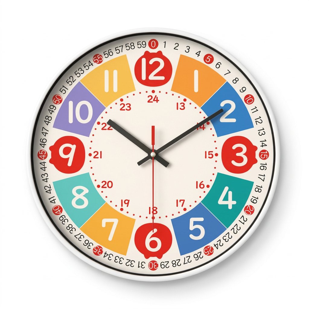 Horloge Murale Éducative Colorée pour Enfants