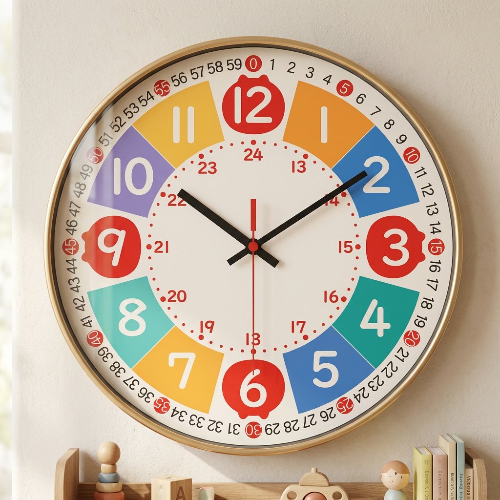 Horloge Murale Éducative Colorée pour Enfants