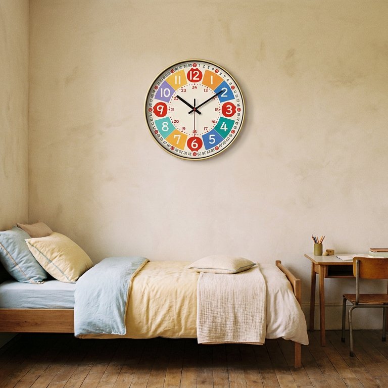 Horloge Murale Éducative Colorée pour Enfants