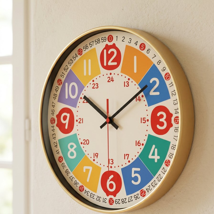 Horloge Murale Éducative Colorée pour Enfants