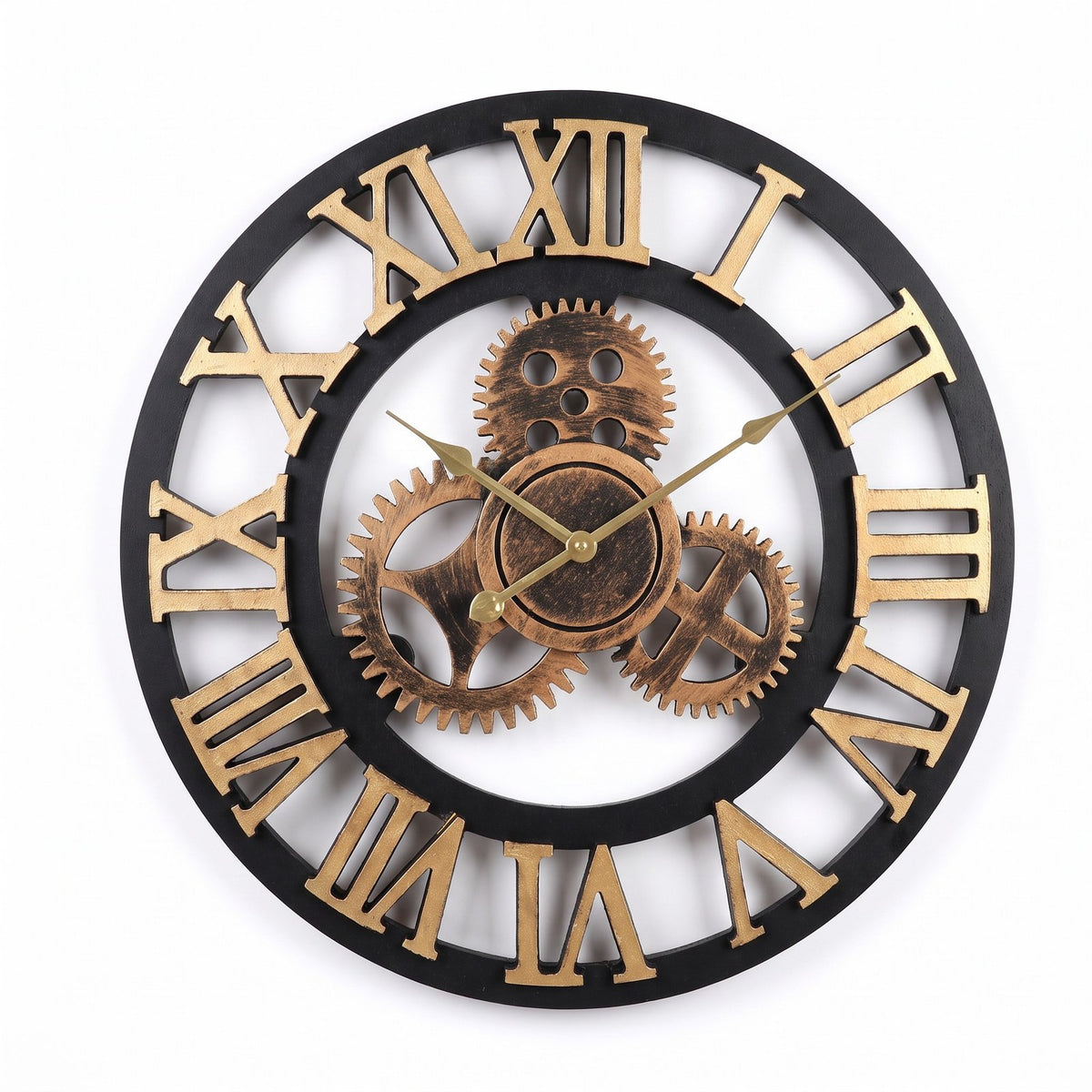 Horloge Murale Engrenage Vintage Or chiffre romain – fond blanc