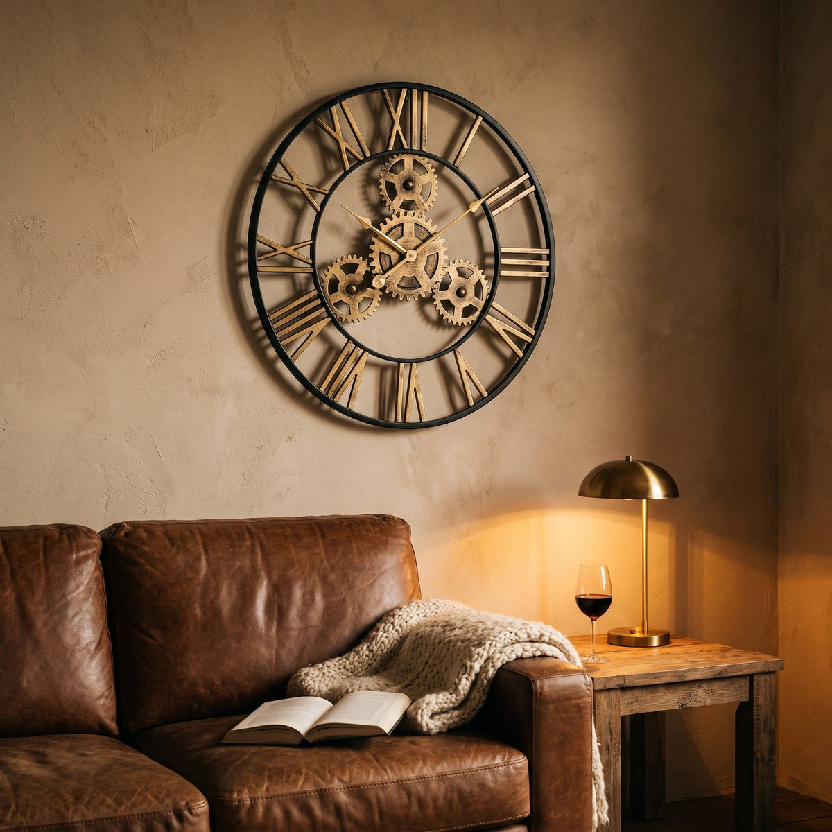 Horloge Murale Engrenages Métalliques – mise en situation