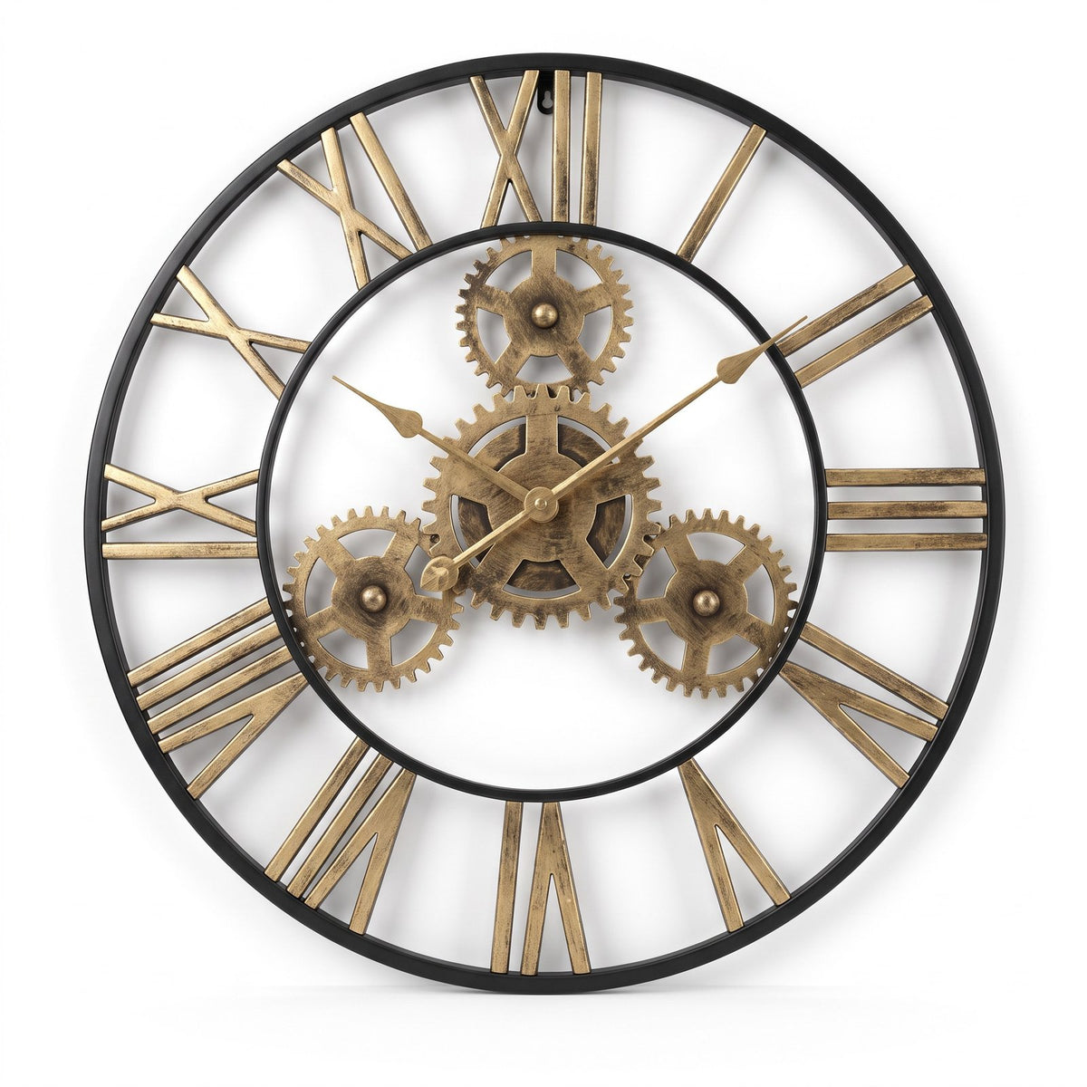 Horloge Murale Engrenages Métalliques – fond blanc