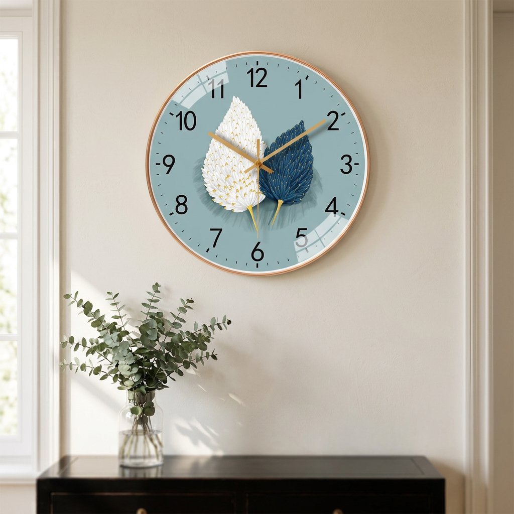 Horloge Murale Feuillage Bleu