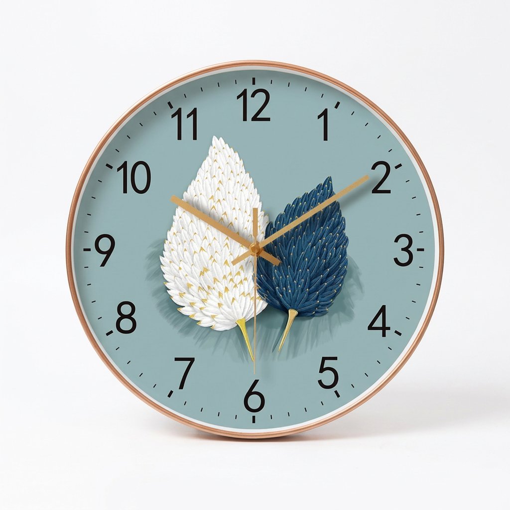 Horloge Murale Feuillage Bleu