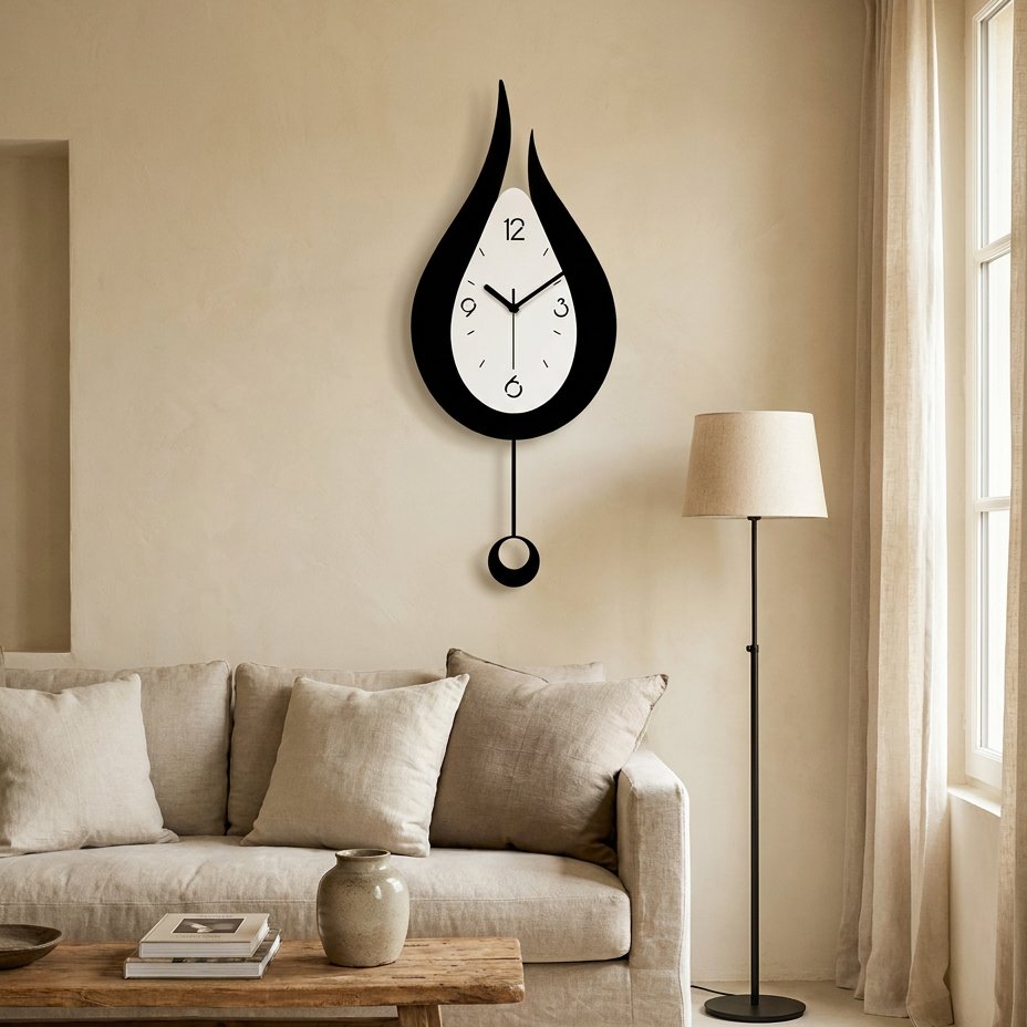 Horloge Murale Flamme Noire