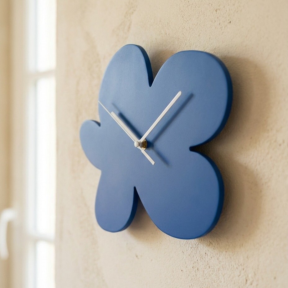 Horloge Murale Fleur Bleue