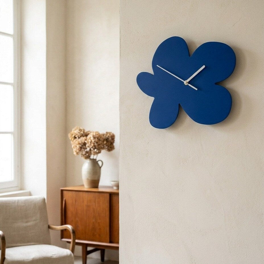 Horloge Murale Fleur Bleue