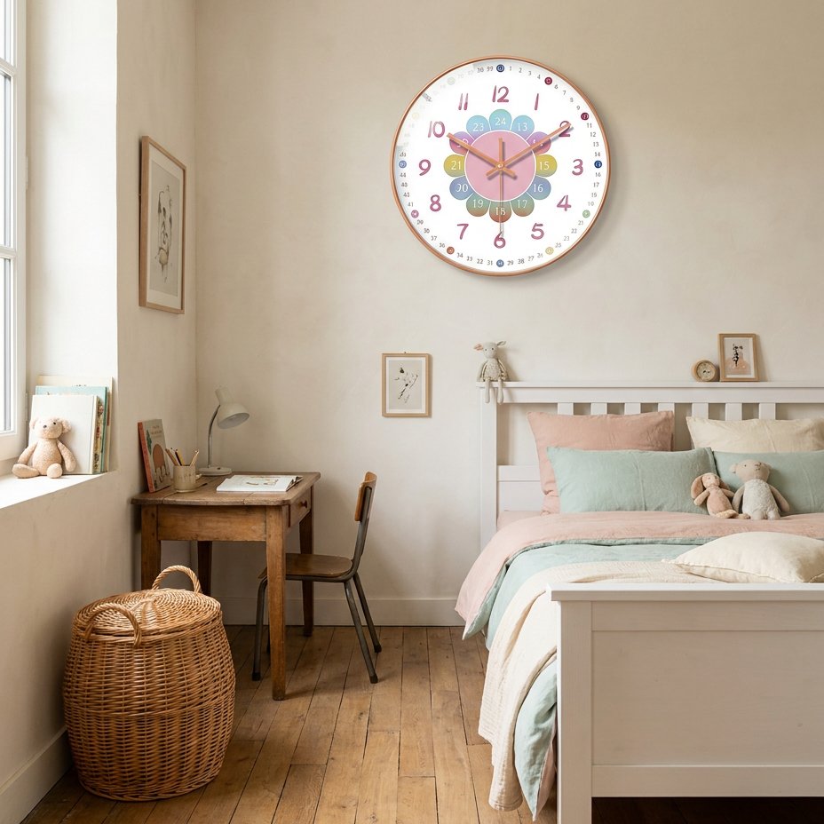 Horloge Murale Fleur Enfant