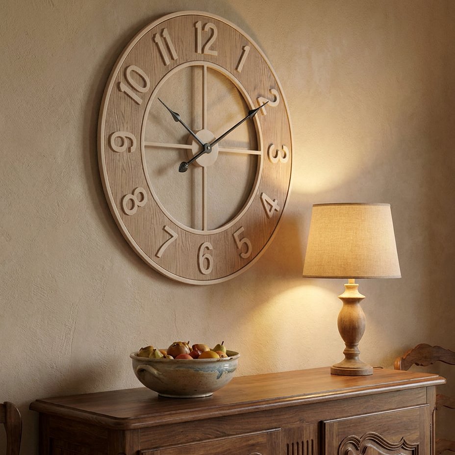 Horloge Murale Industrielle Bois