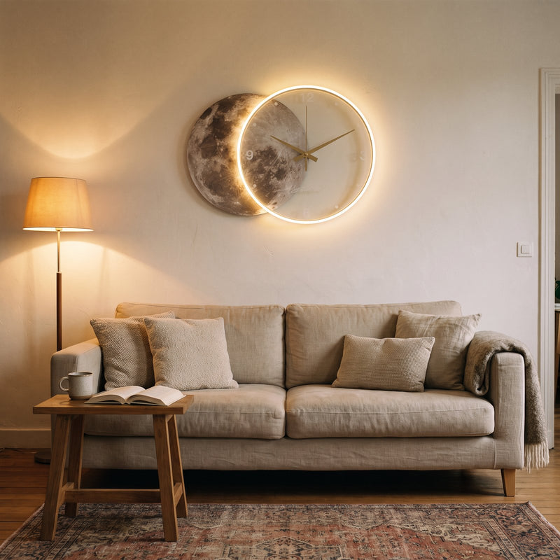 Horloge Murale Lune Lumineuse