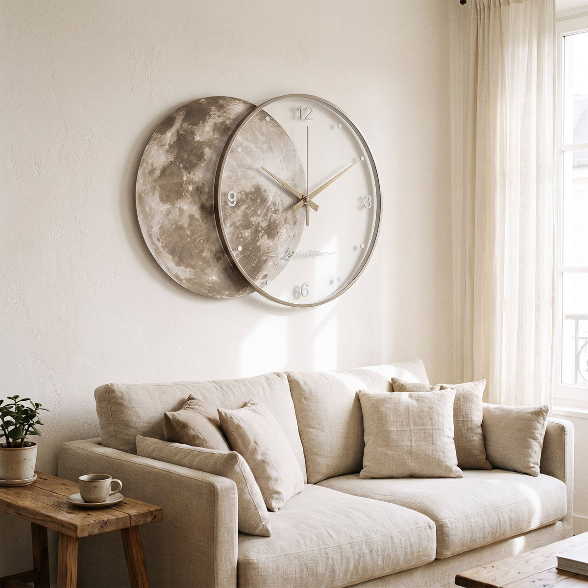 Horloge Murale Lune Lumineuse