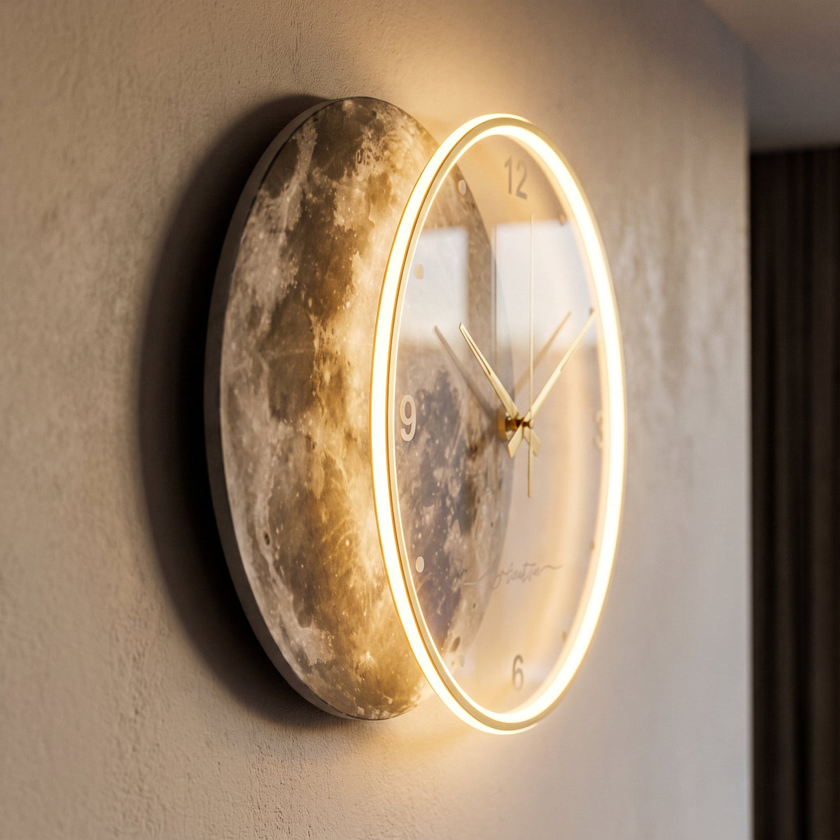 Horloge Murale Lune Lumineuse