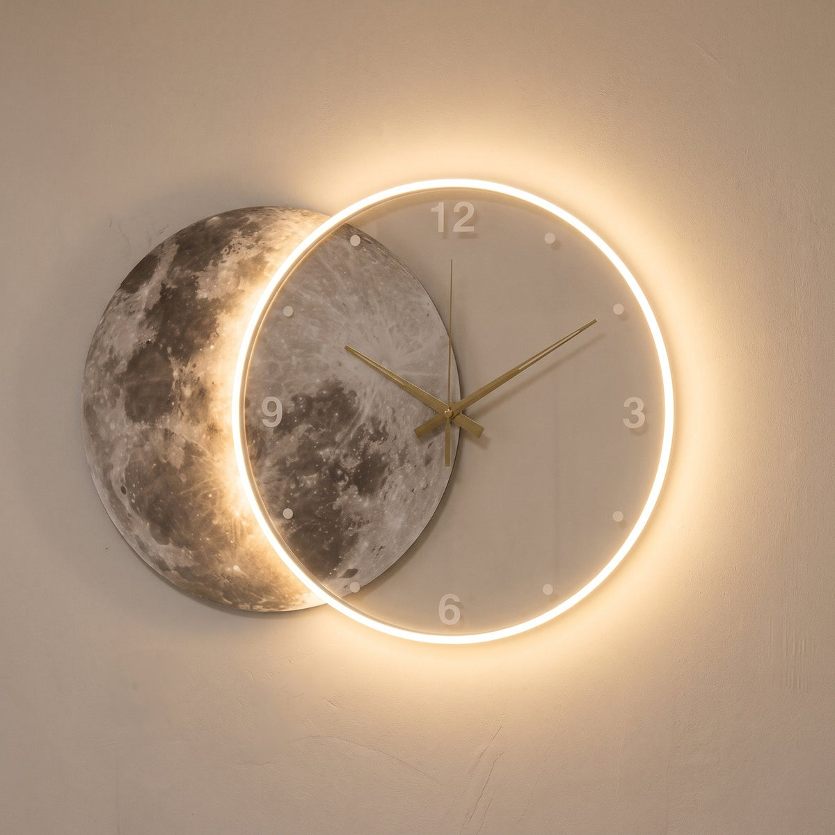 Horloge Murale Lune Lumineuse