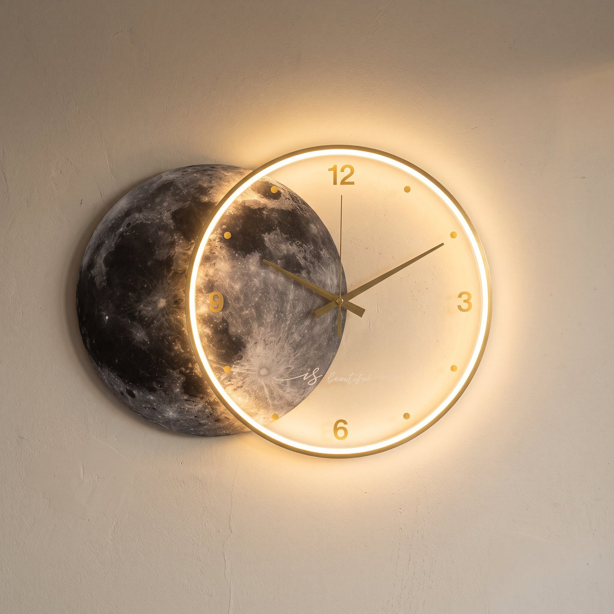 Horloge Murale Lune Lumineuse