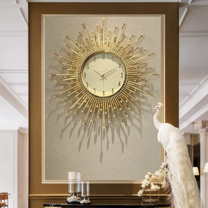 Horloge Murale Soleil Doré