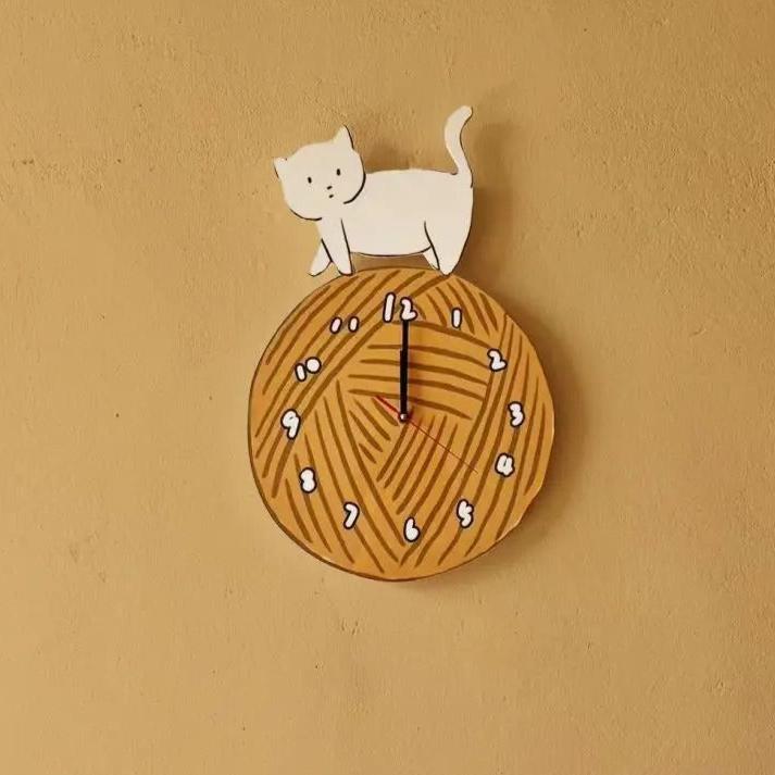 Horloge Murale Chat Tricot