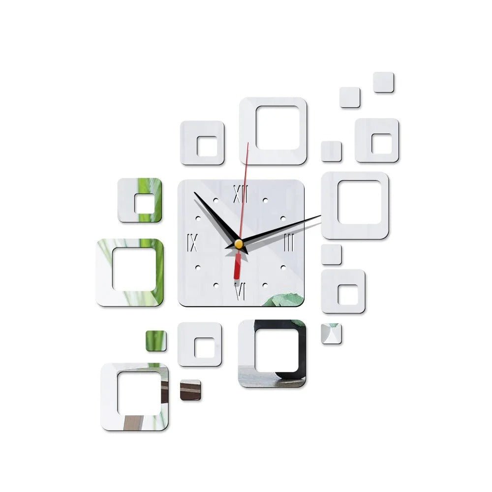 Horloge Murale Carrés Miroirs