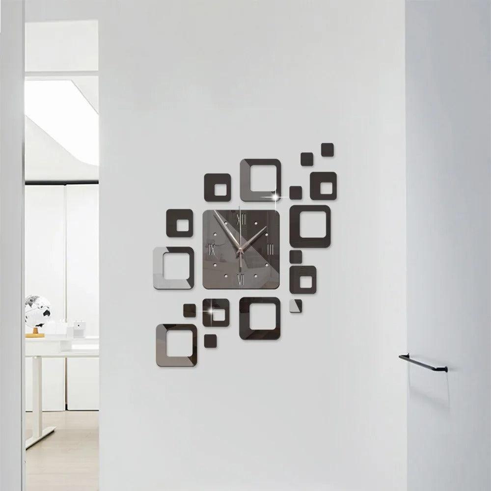 Horloge Murale Carrés Miroirs