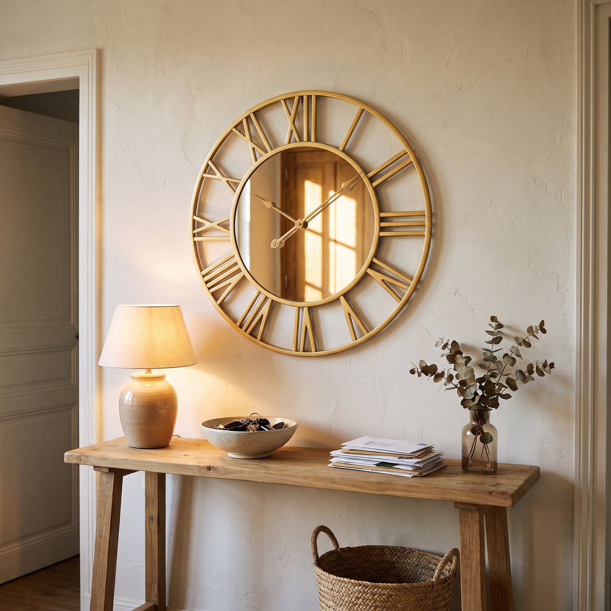Horloge Murale Miroir Doré