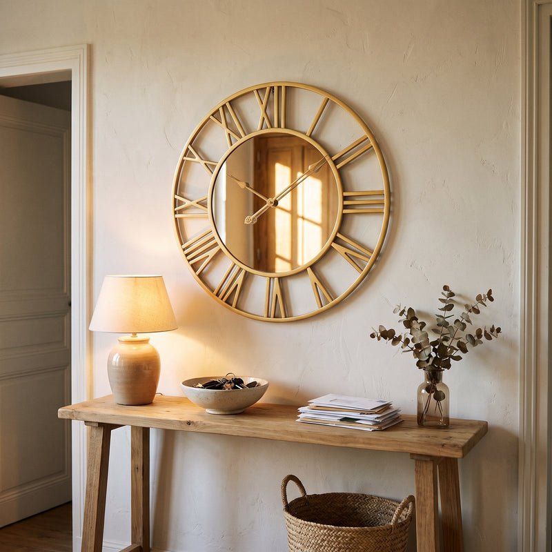 Horloge Murale Miroir Doré
