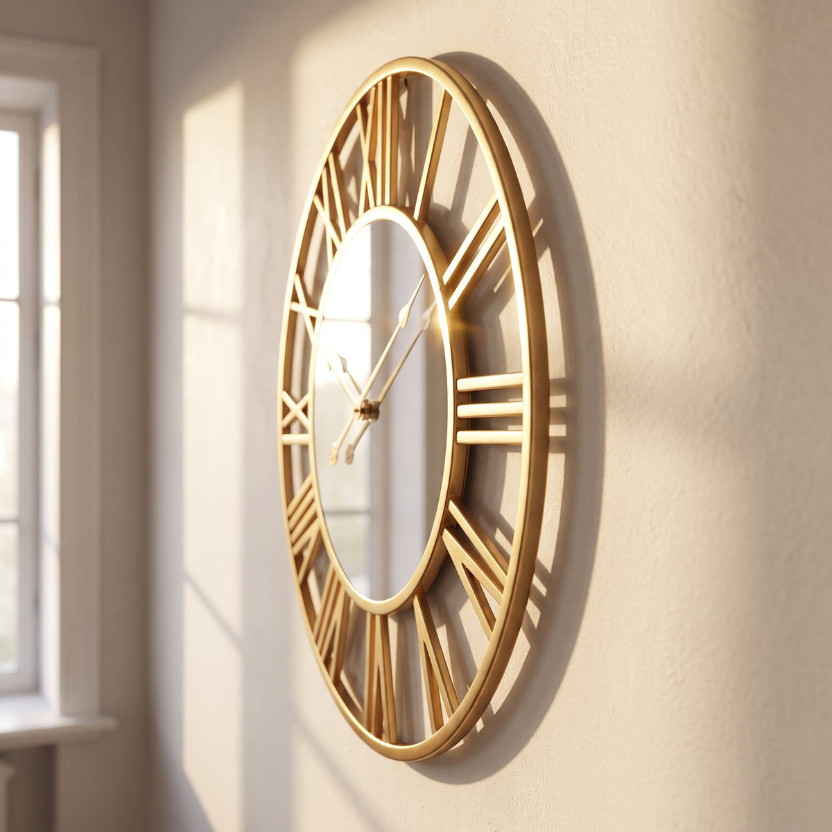 Horloge Murale Miroir Doré