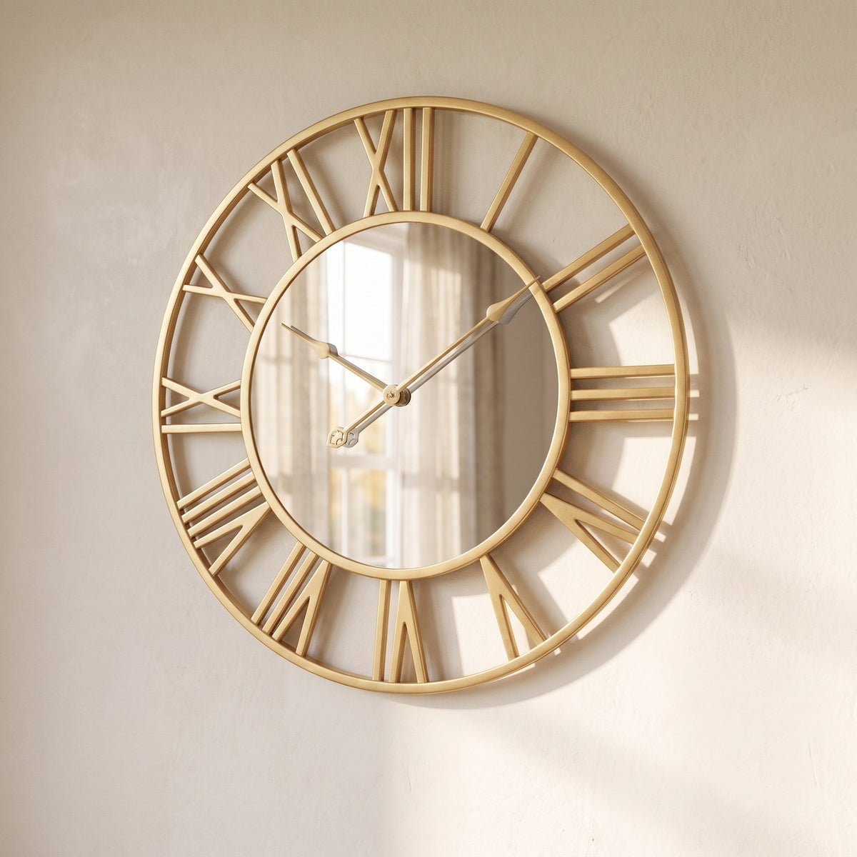 Horloge Murale Miroir Doré
