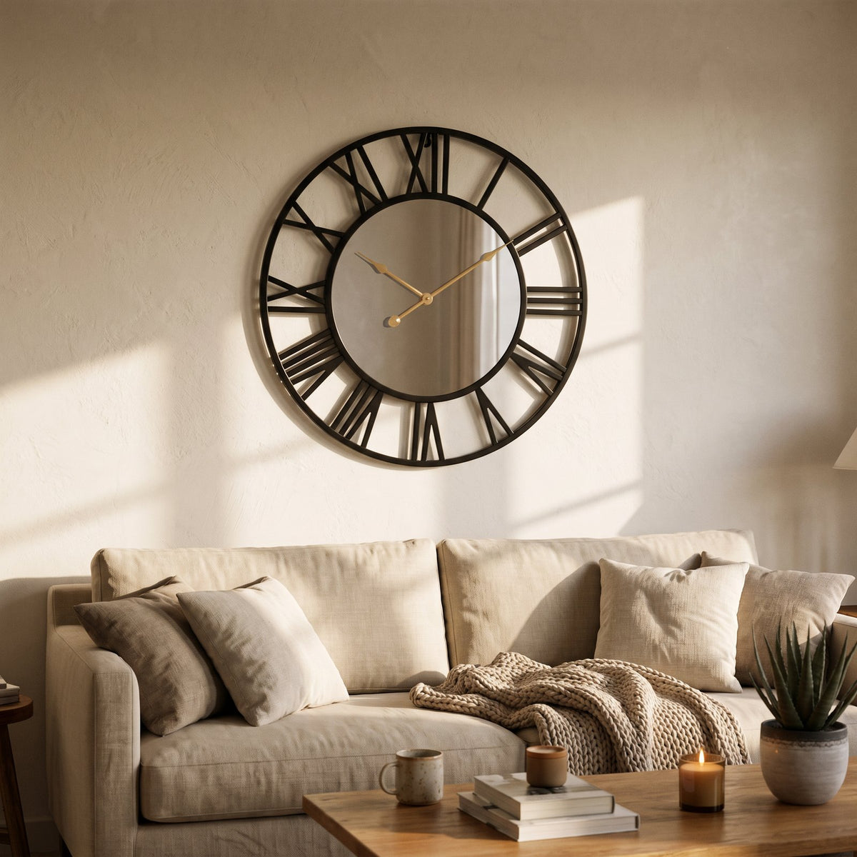 Horloge Murale Miroir Doré